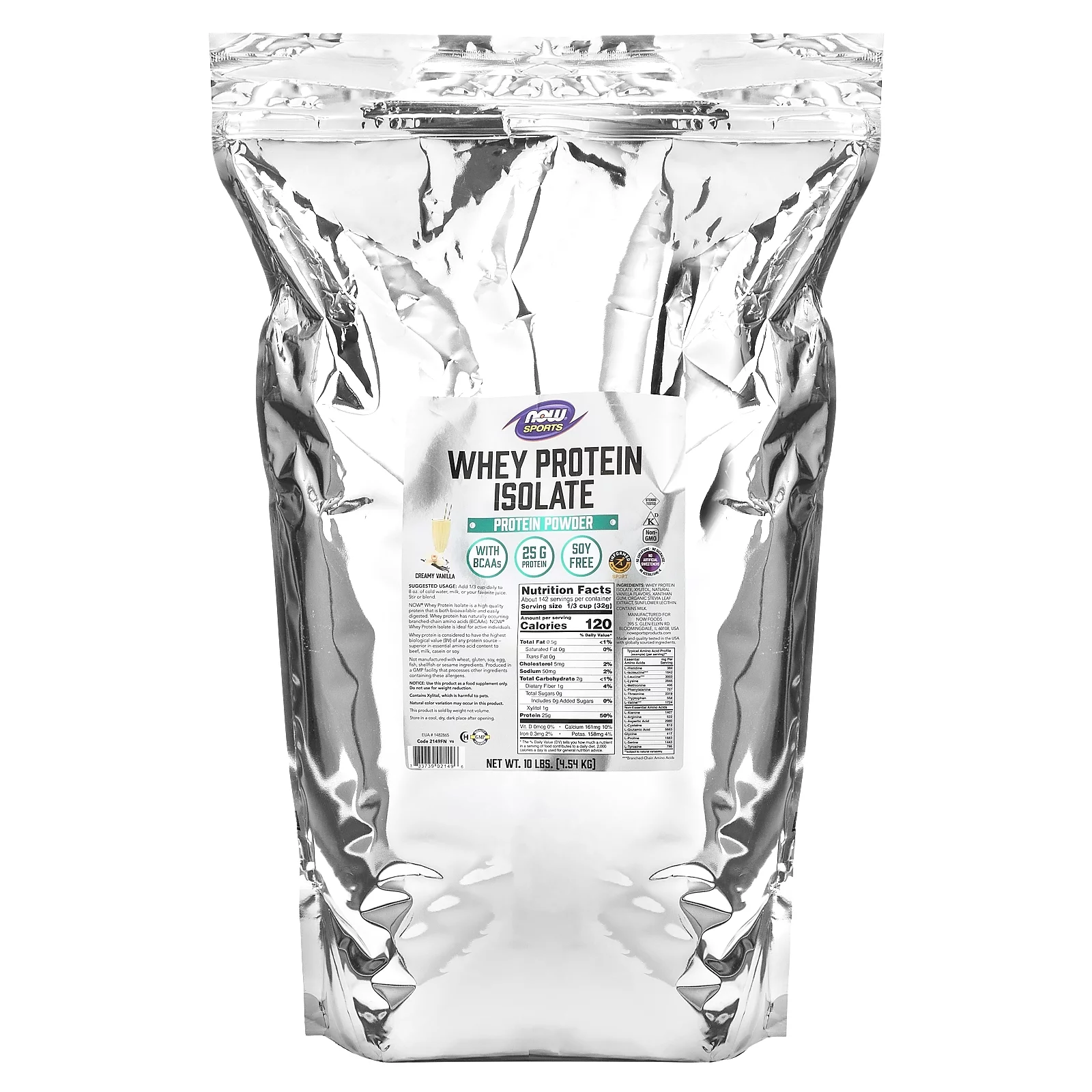 NOW Foods - NOW Sports Whey Protein Isolate Powder Creamy Vanilla - 10 lbs.
