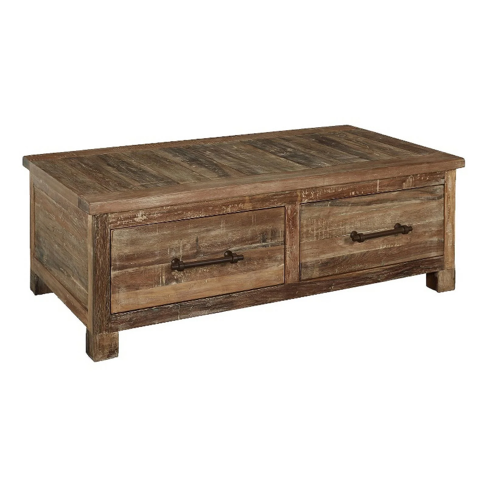 Ashley Furniture Randale Wood Coffee Table with Storage in Dark Brown