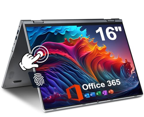 jumper 2 in 1 Laptop, 16 inch Convertible Laptop Computer with IPS FHD 360 Degree Touchscreen, 640GB Storage, 16GB RAM, Fingerprint Reader