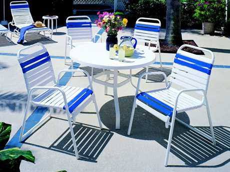 Suncoast Sanibel Strap Aluminum 4 to 5 Person Strap Casual Patio Dining Set
