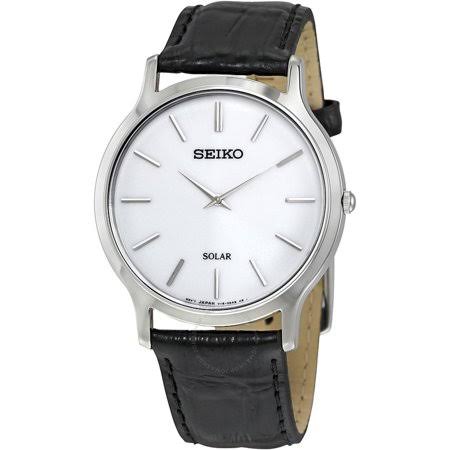 Seiko Men&s Sup873p1, Solar Quartz,Silver tone,Stainless Steel Case,Leather Strap,30m Wr,sup873, Size: One Size