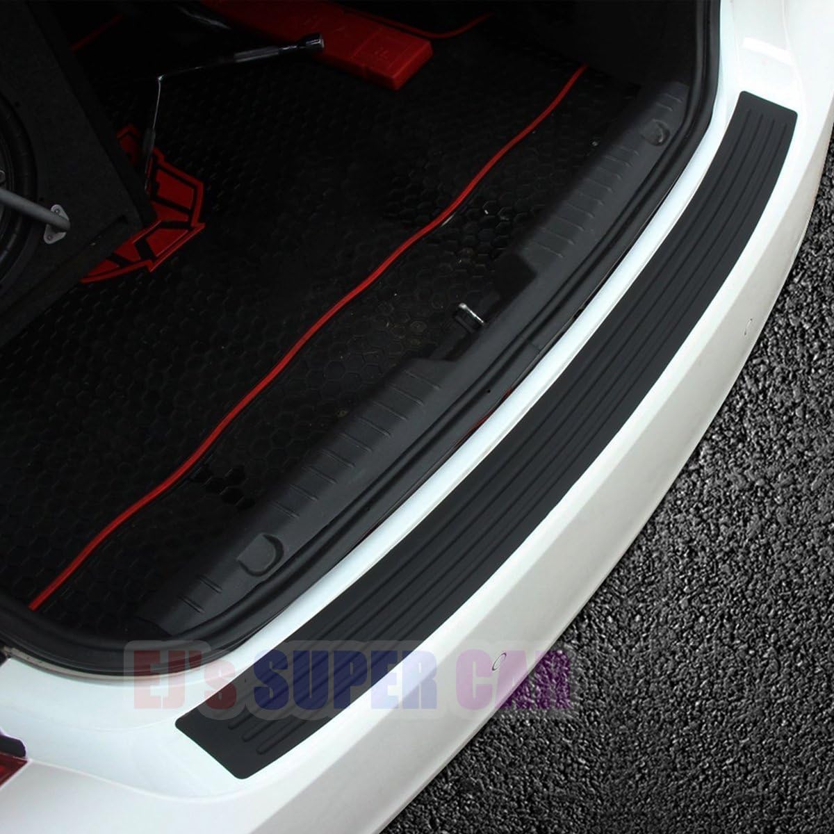 EJ's SUPER CAR Rear Bumper Protector Guard Universal Black Rubber Scratch, Resistant Trunk Door Entry Guards Accessory Trim Cover for SUV/Cars