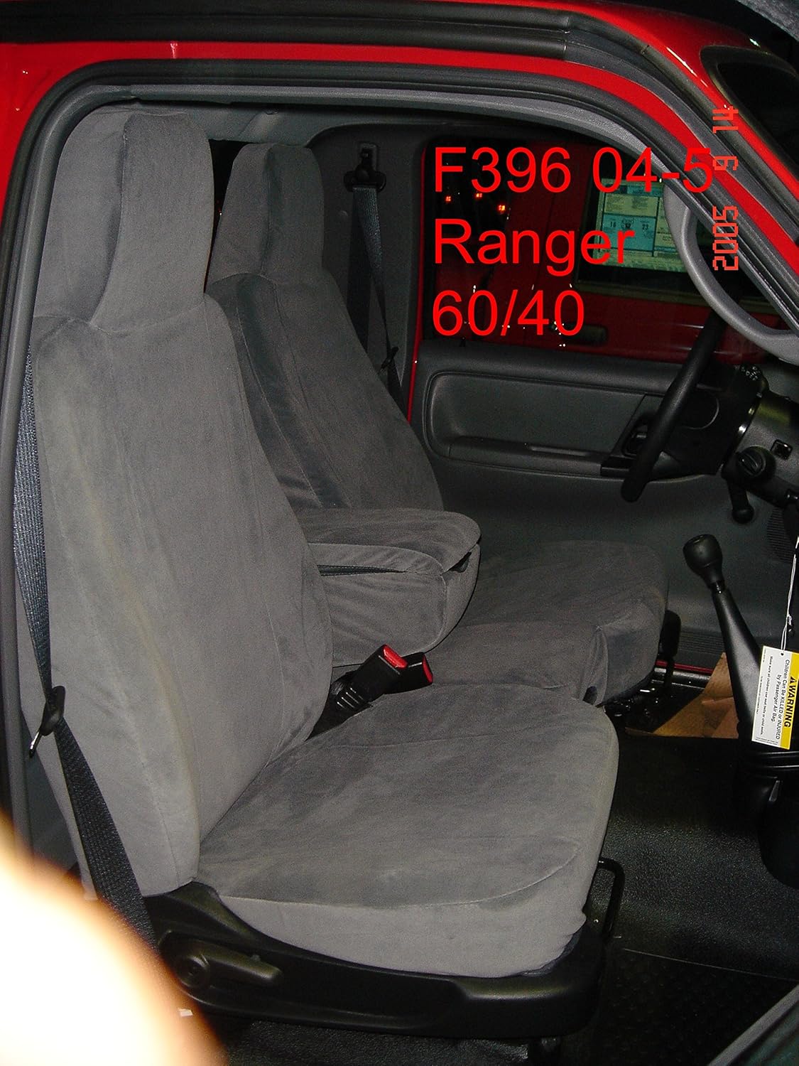 Durafit Seat Covers Made to fit Ford Ranger Pickup 60/40 Split Bench Seat Custom Seat Covers,with Opening Console. Black/Taupe Automotive Velour