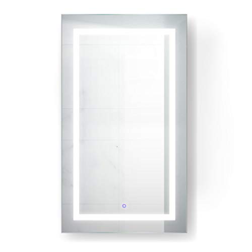 Krugg LED Medicine Cabinet 24 Inch X 36 Inch | Recessed or Surface Mount Mirror Cabinet w/Dimmer & Defogger + 3X Makeup Mirror Inside & Outlet + USB