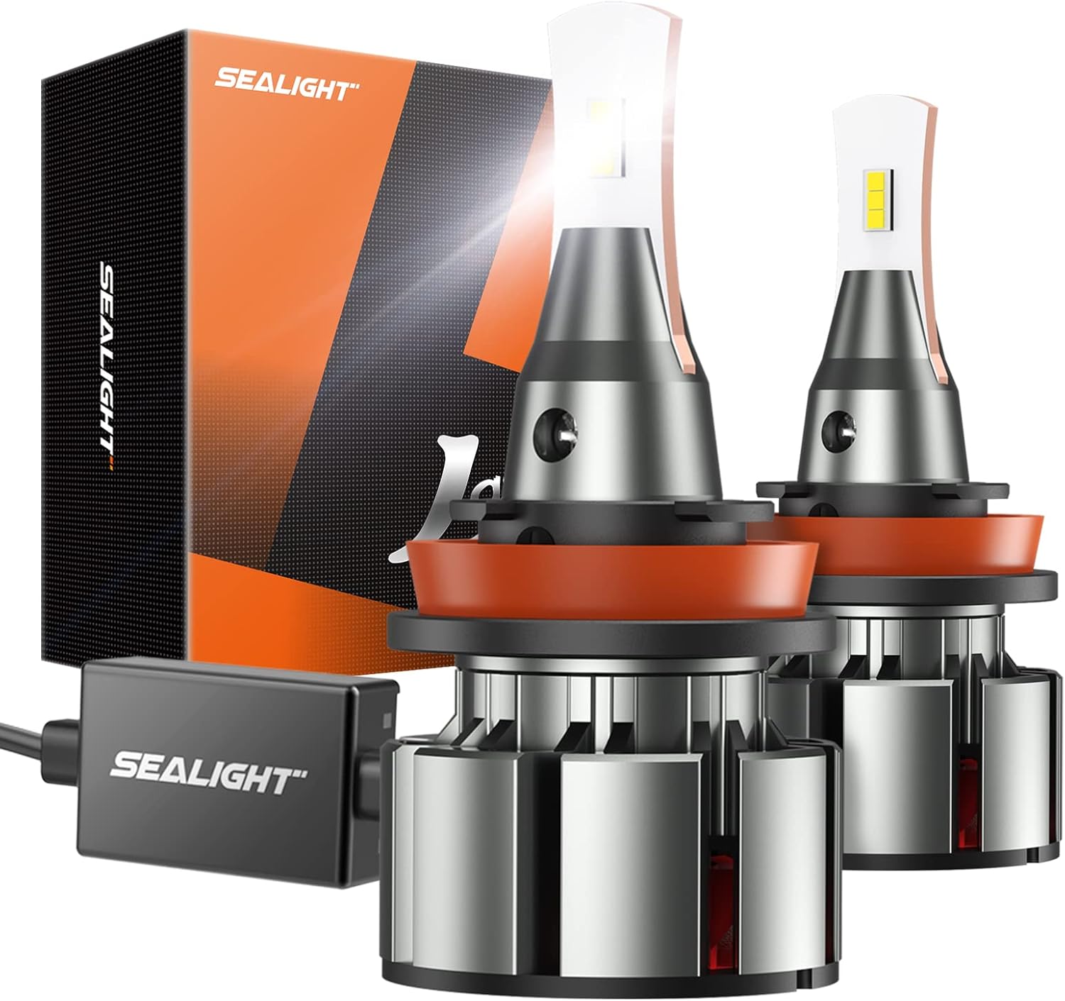 SEALIGHT H11/H8/H9 LED Bulbs, 20000LM 100W 600% Brightness Night Driving Vision LED Light with Fan, 50,000+ Hour Lifespan, Easy Installation