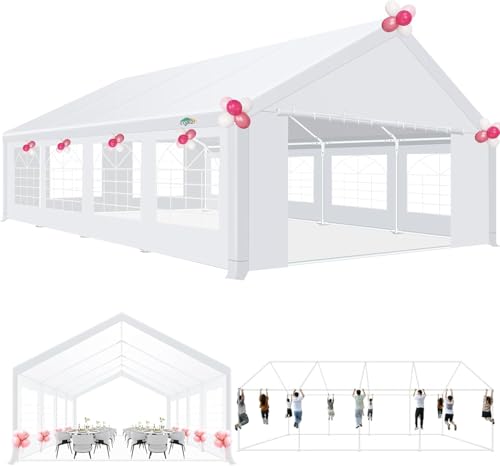 COBIZI 20x40 Party Tent Heavy Duty, Galvanized Wedding Tent, Event Shelter for Parties, Outdoor with Removable Sidewall & Built-in Sandbag