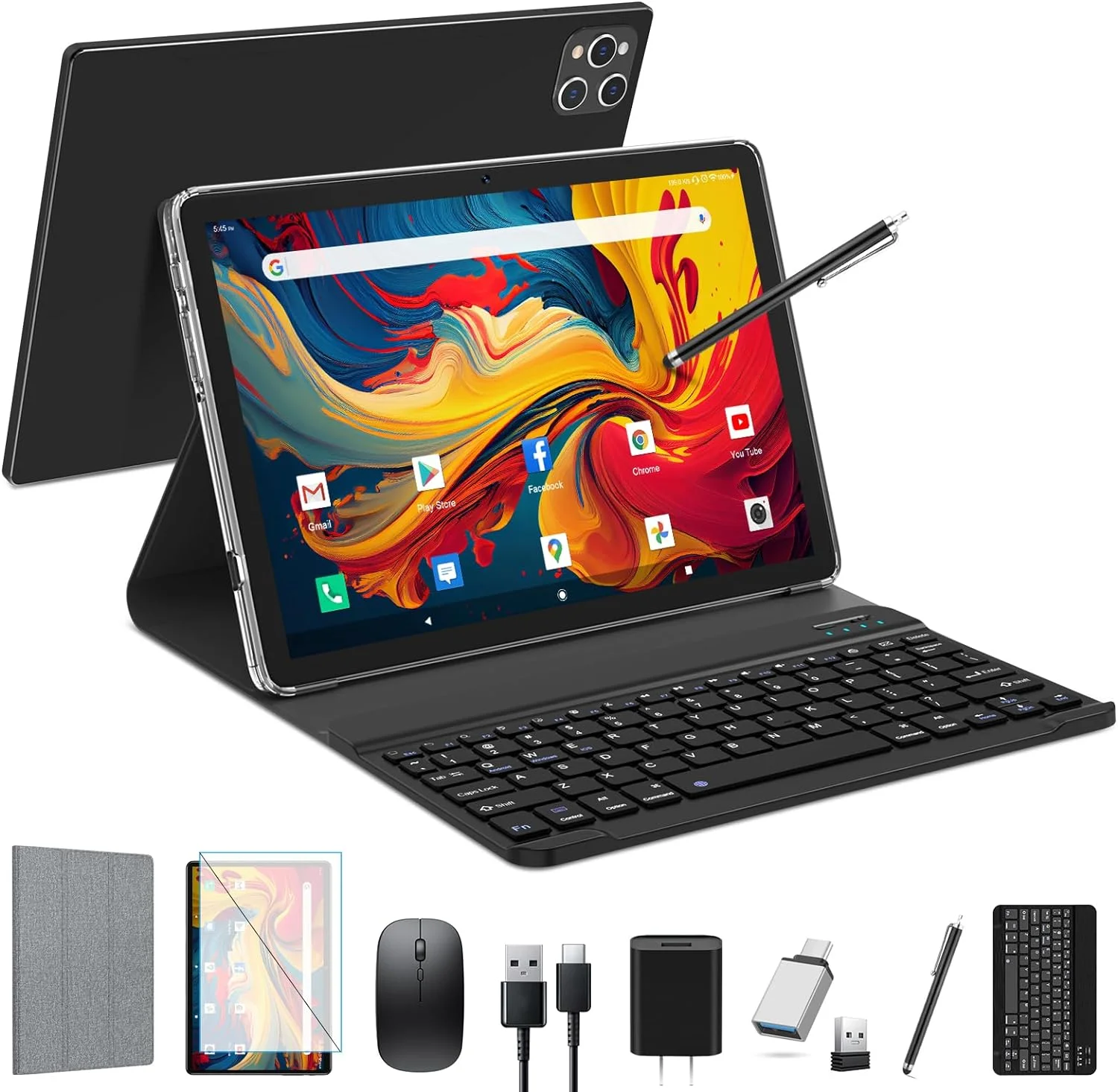Tablet Android 13 Tablet,10 Inch Android Tablet with Keyboard,5G WiFi Tablet,128GB ROM+16GB RAM (8+8Virtual) +1TB TF Expand,Octa-Core Processor