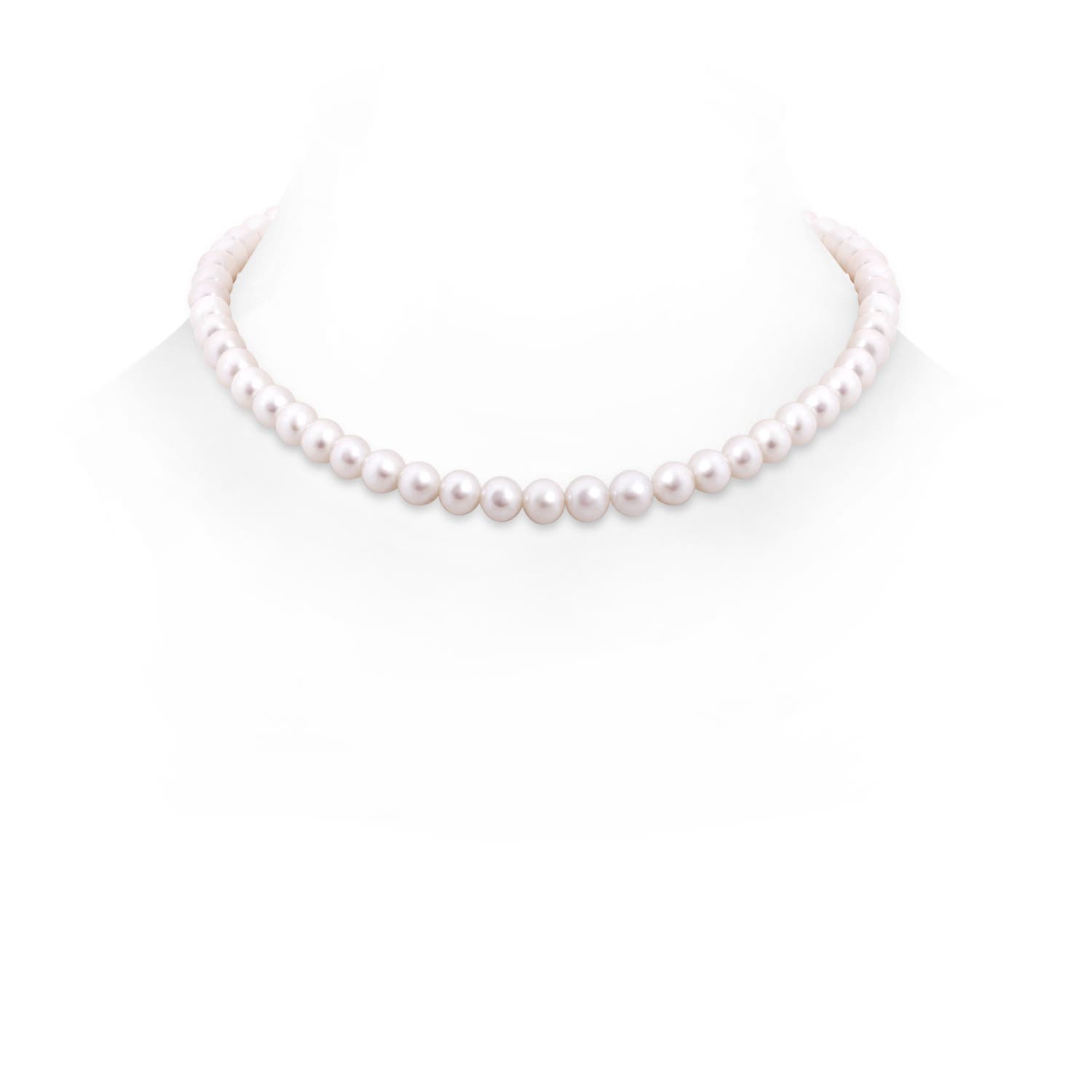Angara 6.5-7mm Freshwater Cultured Pearl Choker Strand Necklace in 14K White Gold for Women with 16 Inch Chain