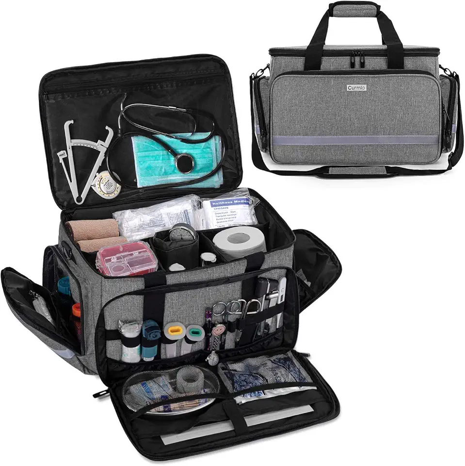 Sponsored Ad - CURMIO Nurse Bag, Medical Bag Clinical Bag with Inner Dividers and No-Slip Bottom for Home Visits, Health Care, Hospice