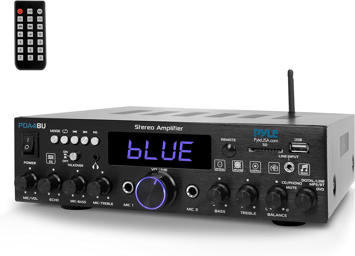 Wireless Bluetooth Home Stereo Amplifier-Multi-Channel 200 Watt Power Amplifier Home Audio Receiver System W/Optical/Phono/Coaxial, FM Radio, USB/SD