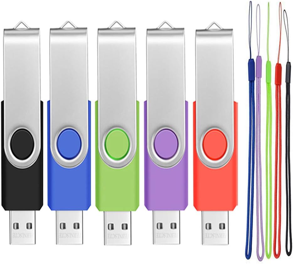 USB 3.0 32GB Flash Drive Bulk 10 Pack Thumb Drives - High Speed 32 GB Pendrive Multicoloured USB3.0 Memory Sticks with 10pcs Ropes