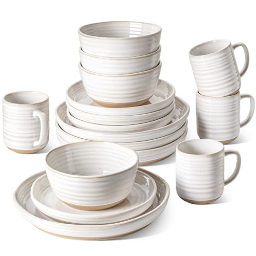 LE TAUCI Dinnerware Sets 16 Piece, Stoneware Plates and Bowls Set, House Warming Wedding Present