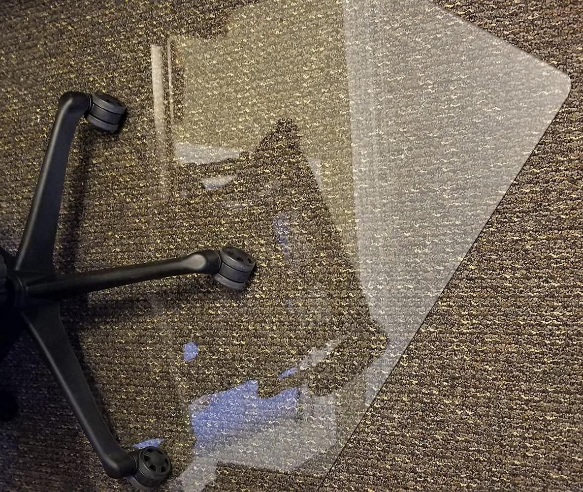 Tempered Glass Chair Mat, 36 x 46 , 1/5'' Thick Office Chair Mat with 4 Anti-Slip Pads , Office Chair Mats for Carpeted Floor and Hardwood Floor