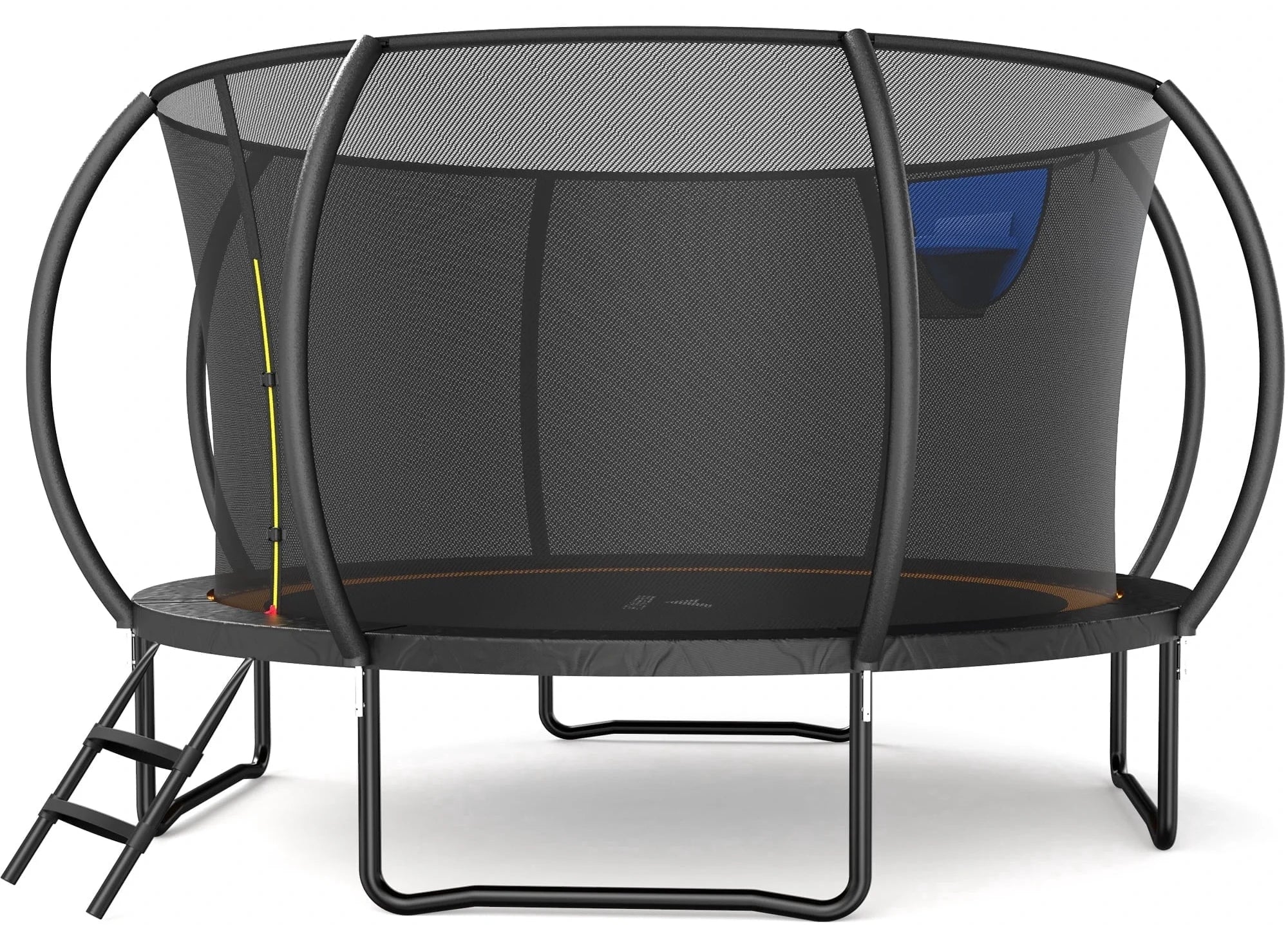 Merach 14FT Pumpkin Outdoor Trampoline with Safety Enclosure Net, Basketball Hoop & Ladder, Heavy Duty Backyard Trampoline for Kids & Adults