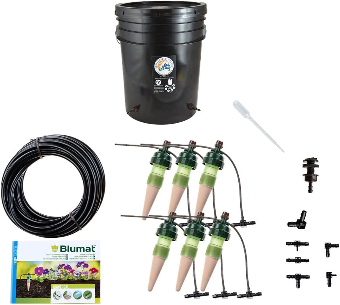 Blumat Drip System - 6 Pack Small Kit with Reservoir - Smart Automatic Watering System, Great for Vacation, Made in Austria