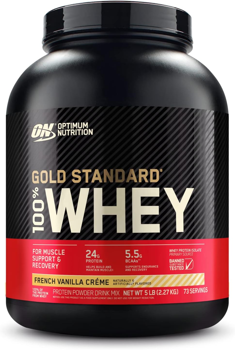 Optimum Nutrition Gold Standard 100% Whey Protein Powder, French Vanilla Creme, 5 Pound (Packaging May Vary) Pack of 2