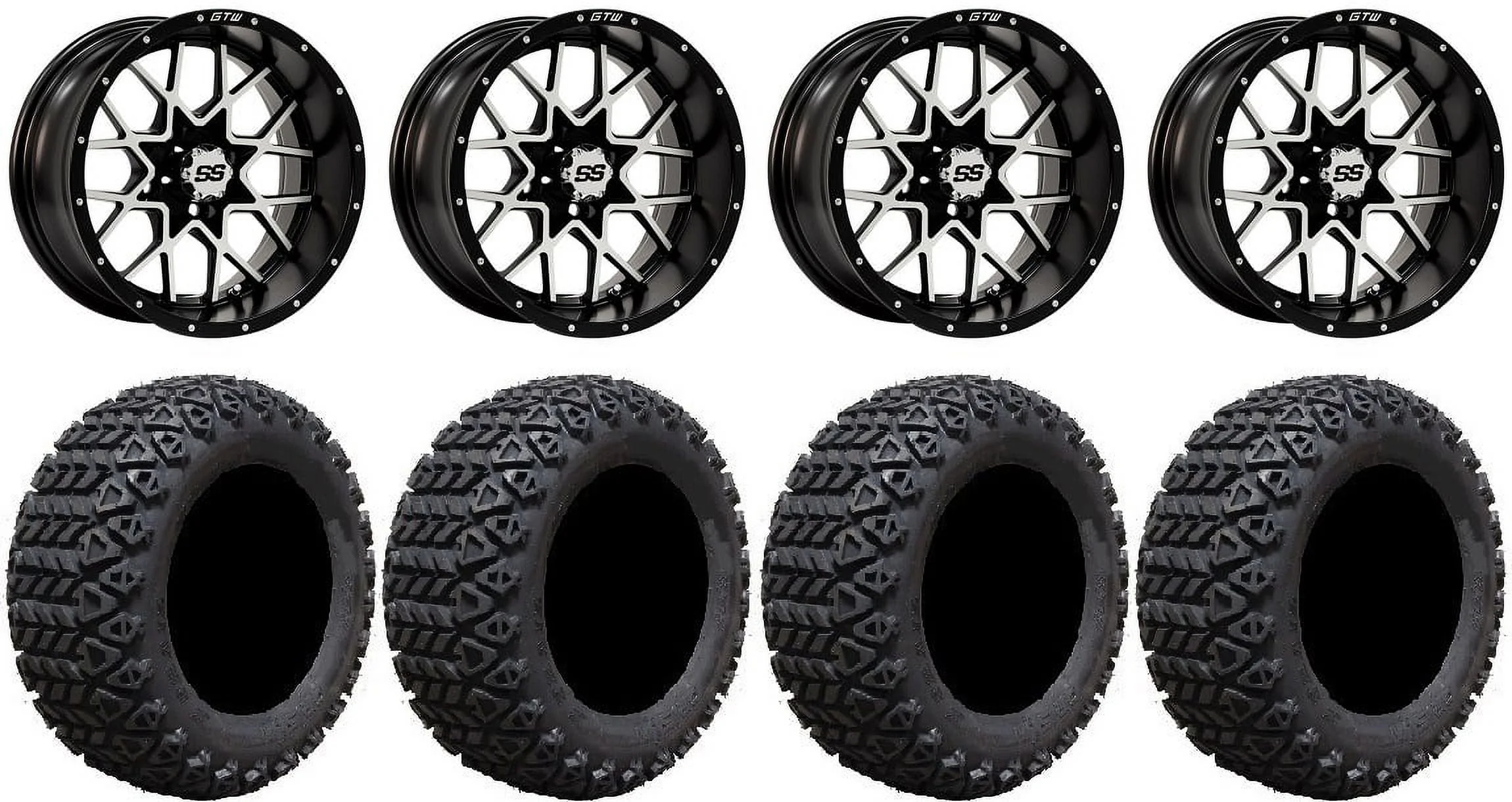 GTW Vortex 2 12" Golf Cart Wheels Machined 23" X-Trail Tires Yamaha - Curated Treasures Market
