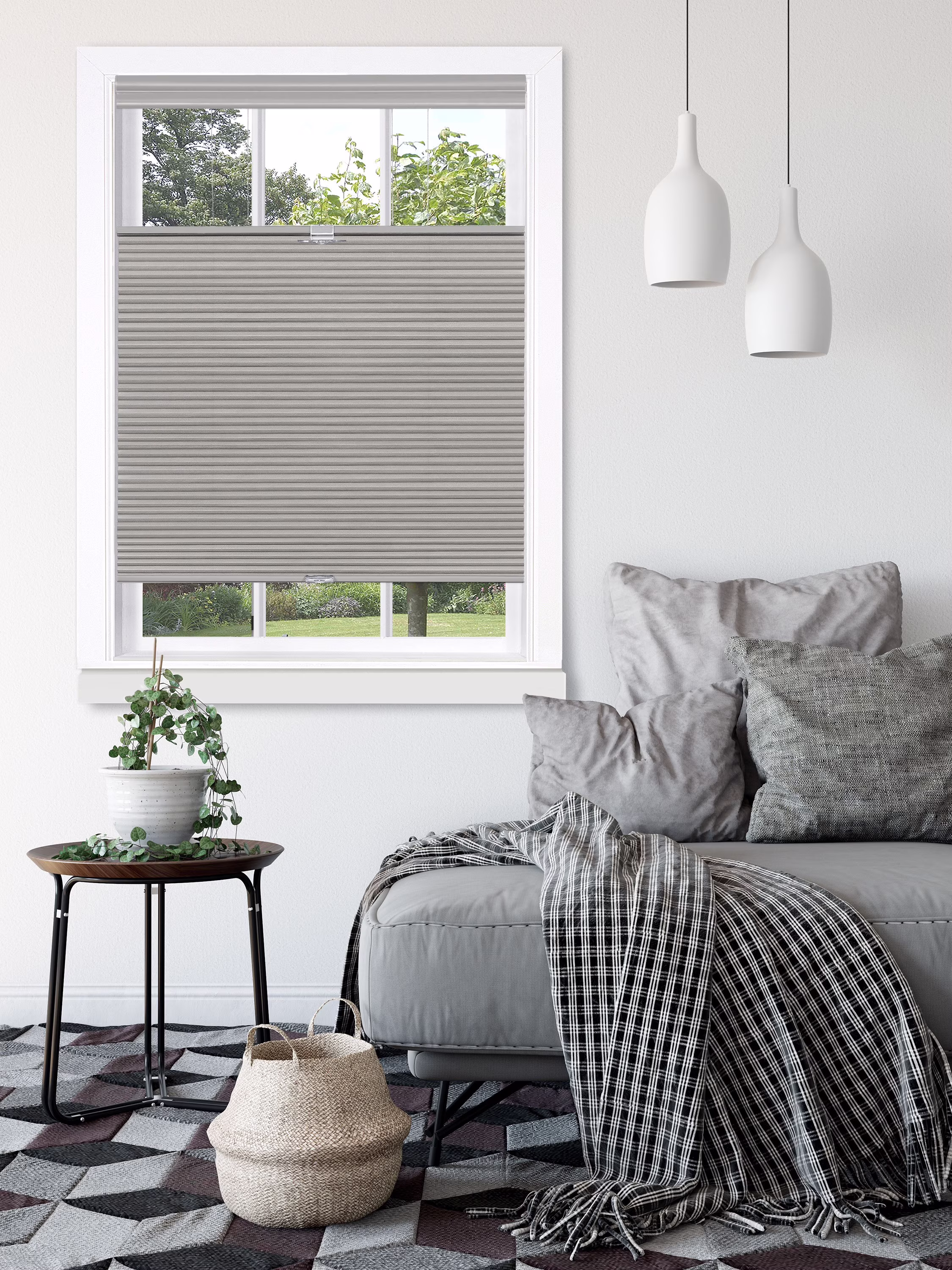 Simple Elegance by Ben&Jonah Top Down-Bottom Up Cordless Honeycomb Cellular Shade 23"L x 64"W Dove Grey
