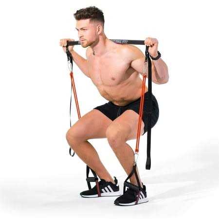 Redge Fit Complete Portable Full Body Home Gym Park Workout Set I Resistance Bands for Beginners to Elite Athletes I Collapsible Resistance Bar I