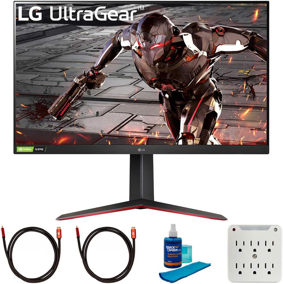 LG 32GN550-B 32 inch Ultragear FHD 165Hz HDR10 Monitor with G-SYNC Bundle with 2X 6FT Universal 4K HDMI 2.0 Cable