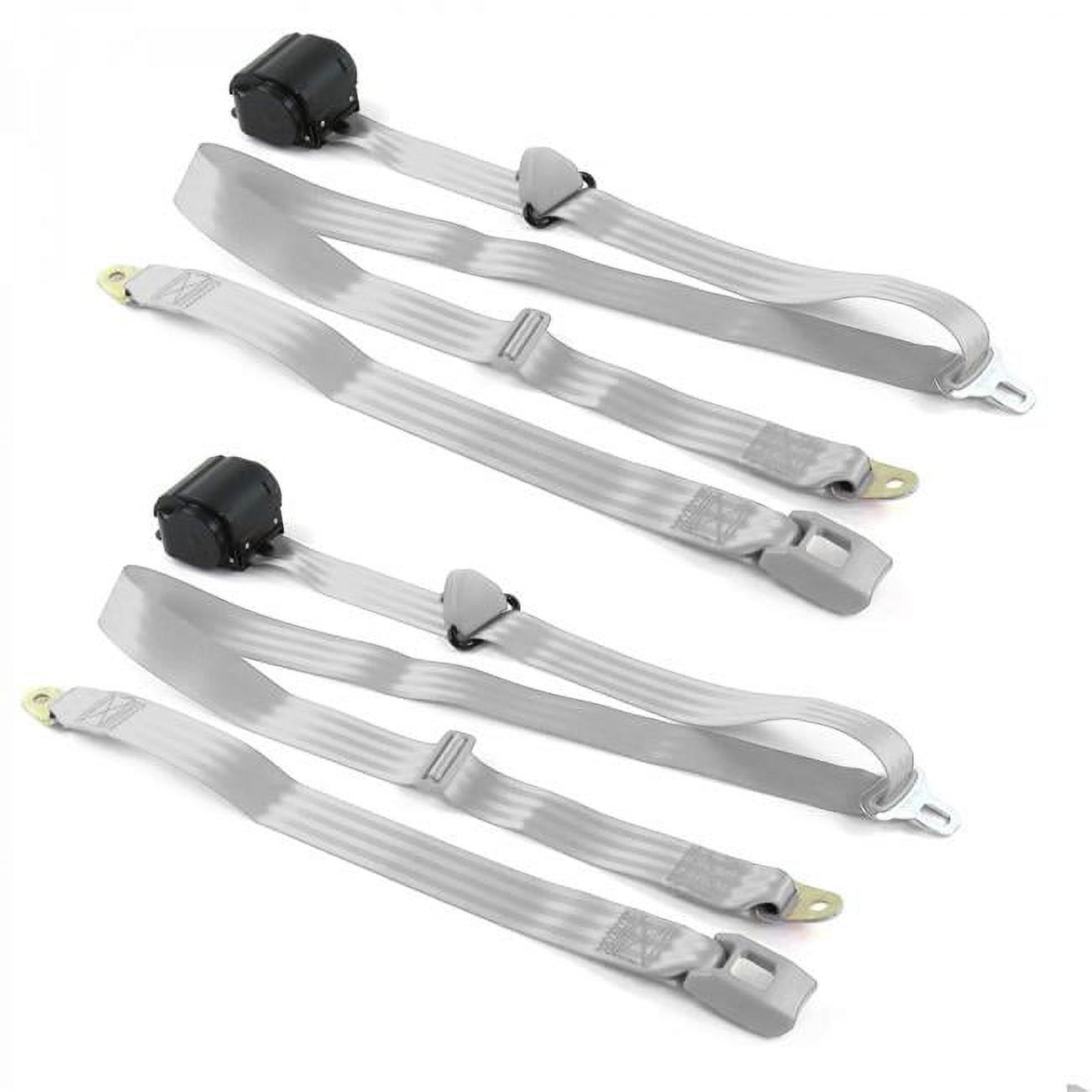 Standard 3 Point Gray & Grey Retractable Bucket Seat Belt Kit for Ford Falcon 1964-1965 - 2 Belts