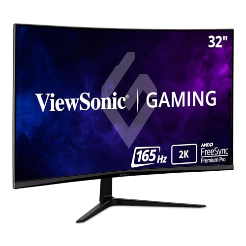 ViewSonic Omni 32 Inch Curved Gaming Monitor with Adaptive Sync, Eye Care, HDMI and Display Port,