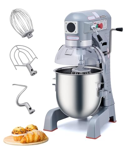 20 qt Commercial Mixer, 750W 3 Speed Commercial Food Mixer with Dough Hook Beater Whisk
