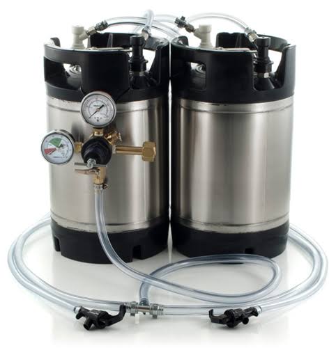 1.75 Gallon Ball Lock Keg System with 2 Kegs and Picnic Faucets - New Keg