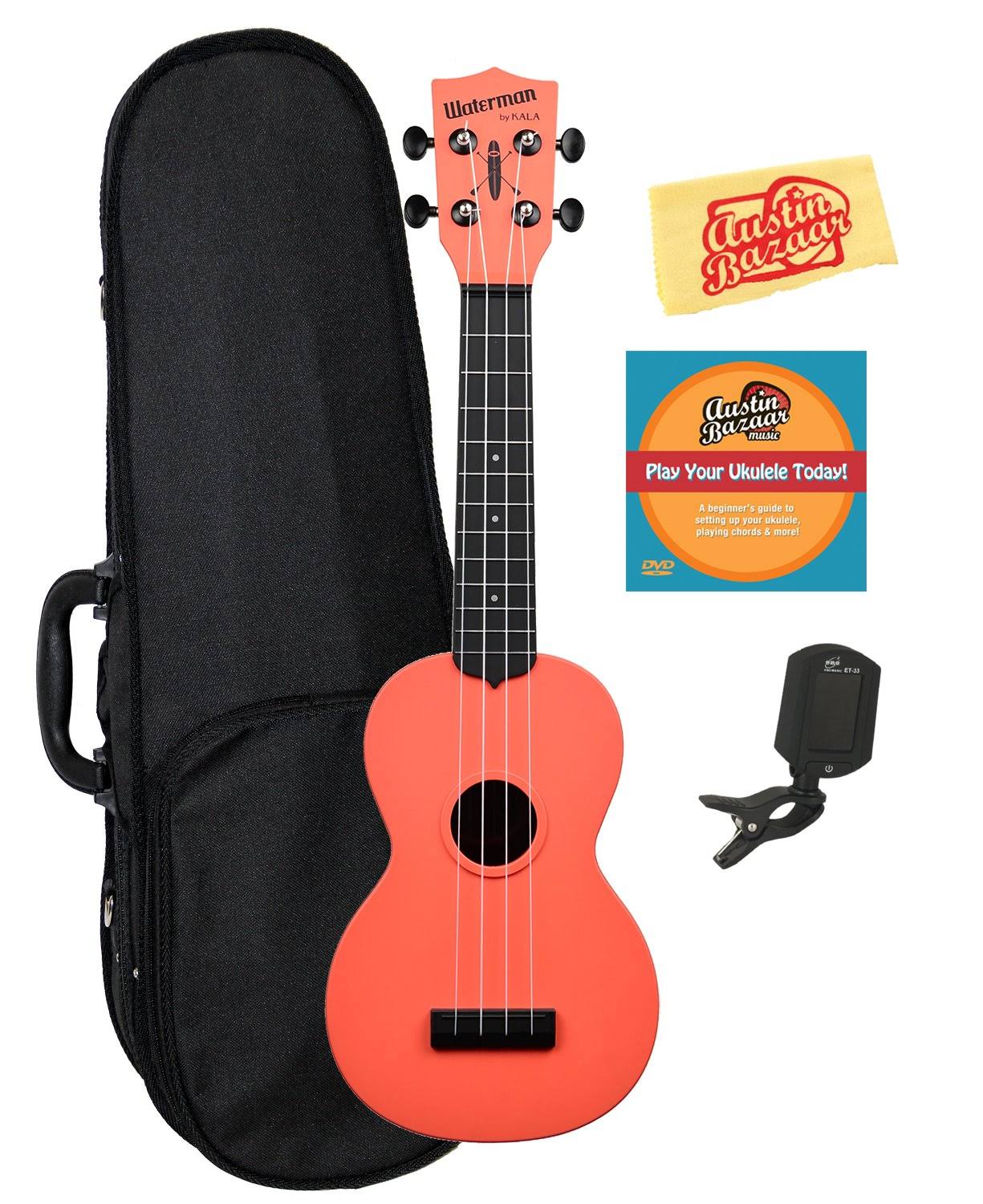Kala KA-SWB-RD Waterman Soprano Ukulele - Tomato Red Matte w/ Hard Case