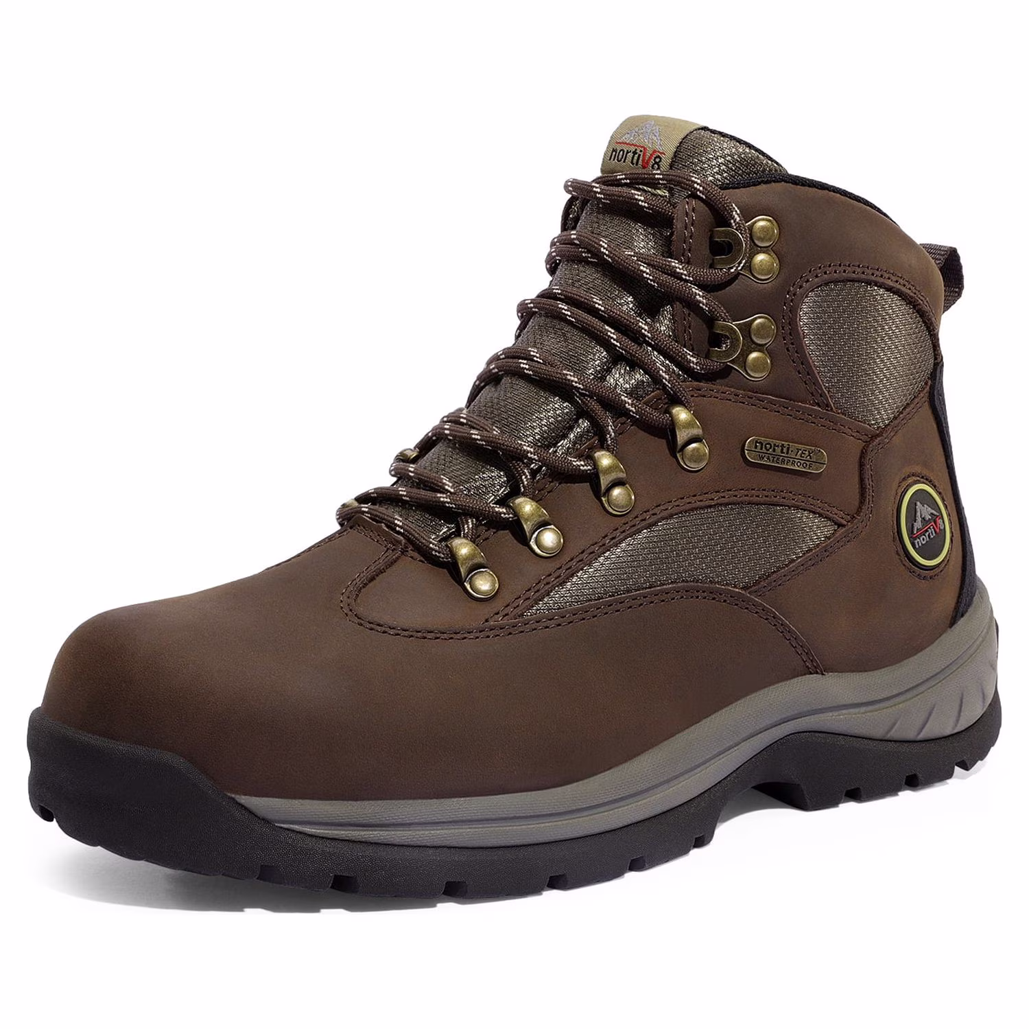 NORTIV 8 Men's Waterproof Steel Toe Boots Work Safety Protection Construction Boots ROCKFOR-STL BROWN Size 8