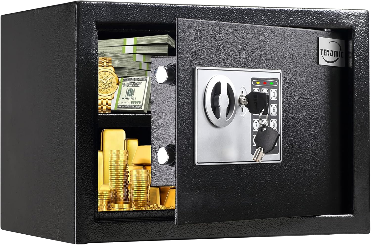 TENAMIC Safe Box 0.23 Cubic Feet Electronic Digital Security Box, Keypad Lock Box Cabinet Safes, Solid Alloy Steel Office Hotel Home Safe