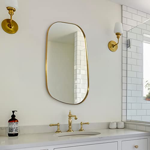 ANDY STAR Irregular Mirror Asymmetrical Mirror for Wall 24x36” Brushed Gold Bathroom Mirror