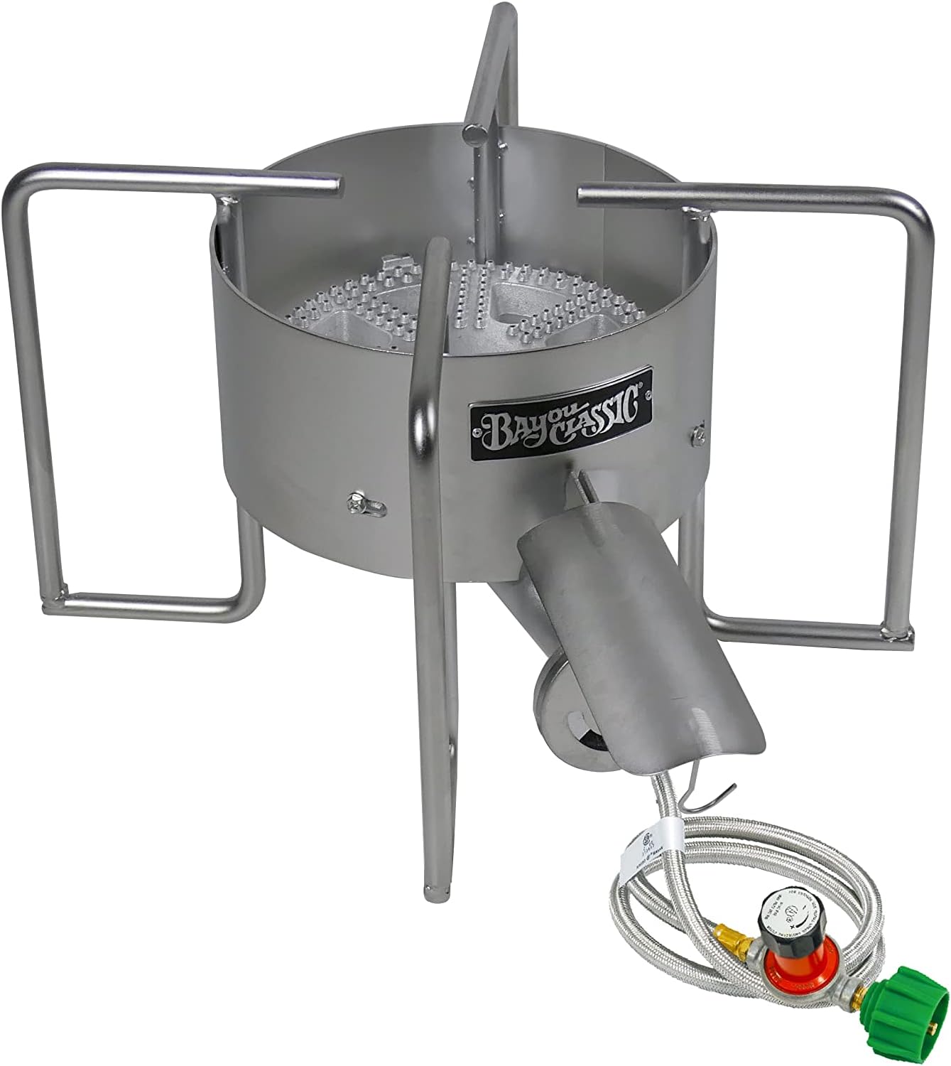 Bayou Classic SAB6 Stainless Bayou Banjo Cooker - 22-in Propane Burner for Outdoor Cooking - Crawfish Boiler, Homebrew Burner, Fits Large Stock Pots