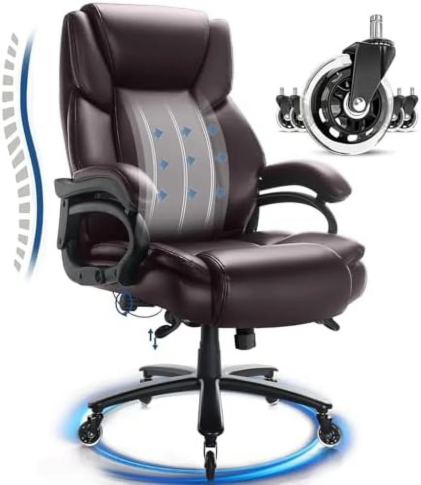 Big and Tall Office Chair 500lbs  Adjustable Lumbar Support Executive Office Chair with High Back  JOMA Heavy Duty Office Chair Office Chairs for