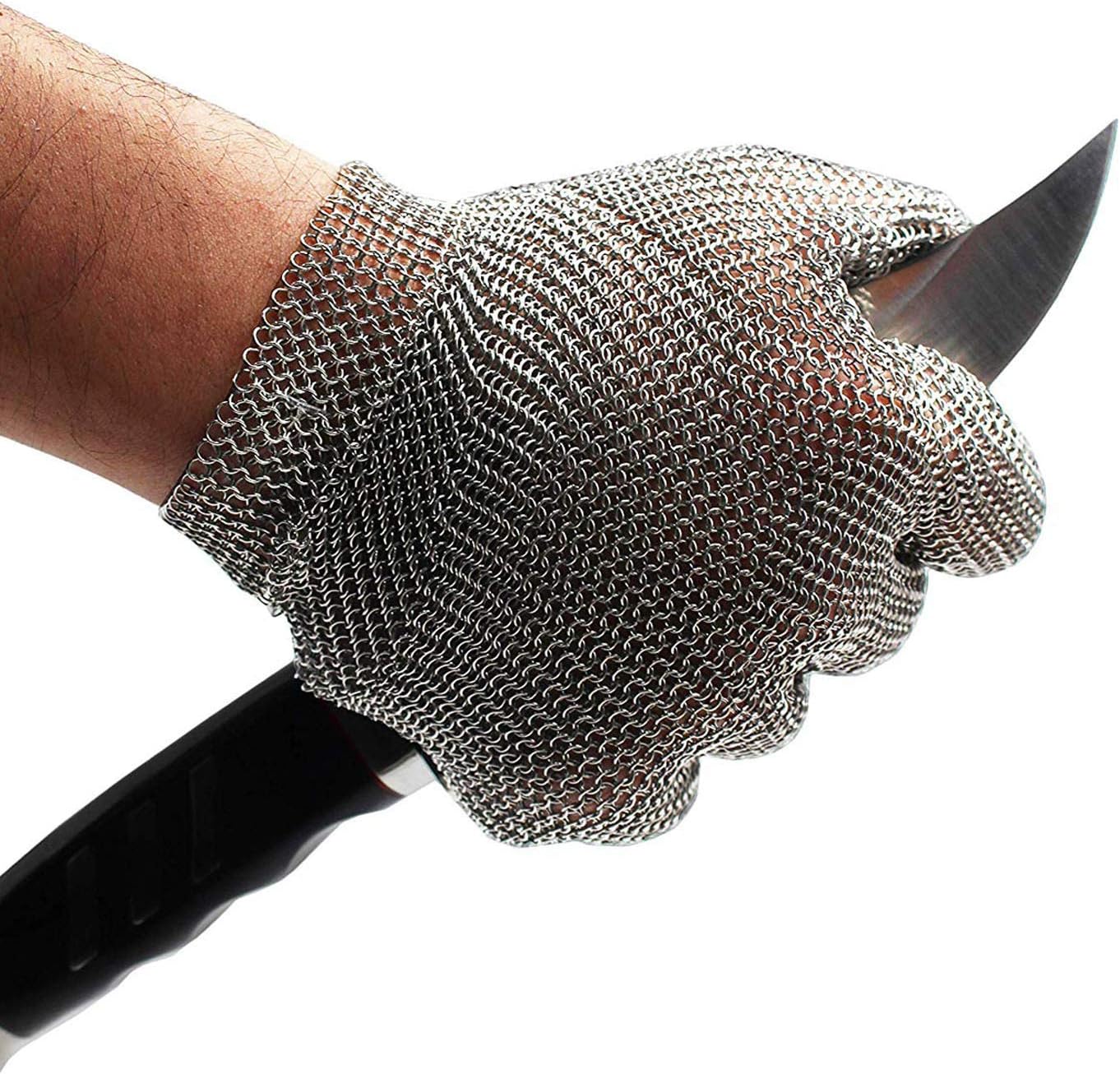 Schwer Highest Level Cut Resistant Stainless Steel Metal Mesh Chainmail Glove for Meat Cutting Butcher Glove（M） Pack of 2