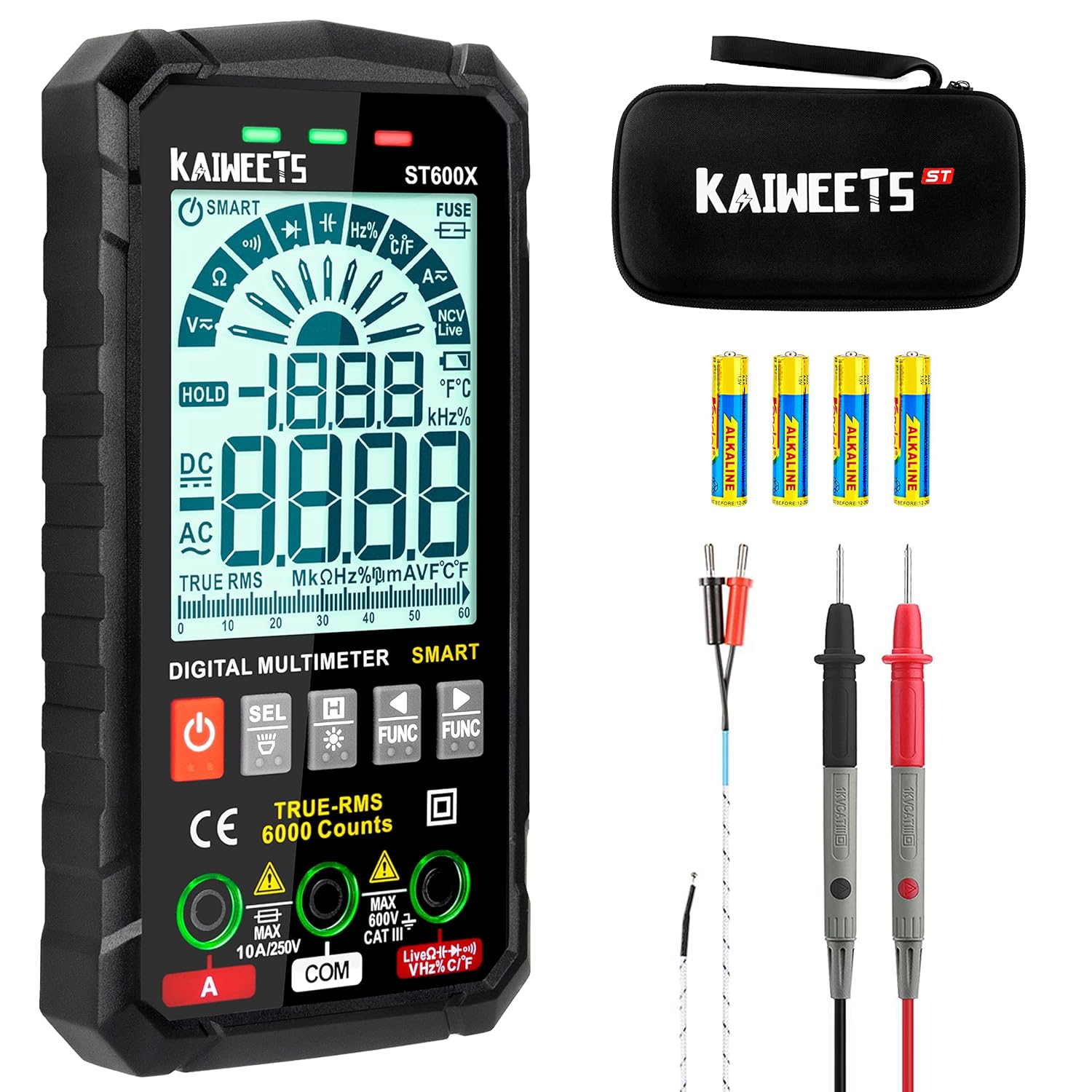 KAIWEETS Digital Multimeter Tester Smart Voltmeter for Electrical Testing & Automotive Circuit NCV Voltage Meter Tests Ohm Amp Temperature