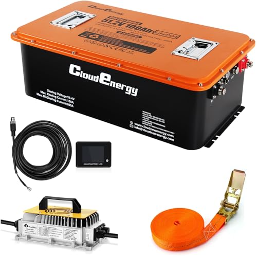 48V(51.2V) LiFePO4 Lithium Golf Cart Battery Built-in 200A BMS,with Mobile APP,Touch Monitor and Retention Strap,6000+ Cycles