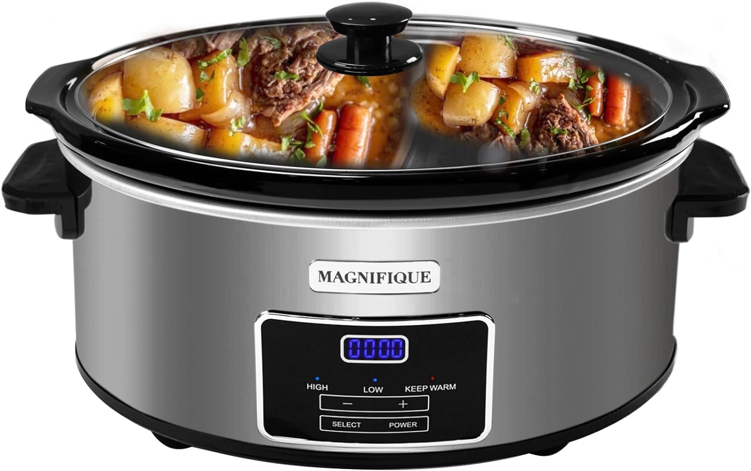Magnifique 7-Quart Programmable Slow Cooker With Keep Warm Setting, Digital Timer, Perfect Kitchen Small Appliance For Family Dinners