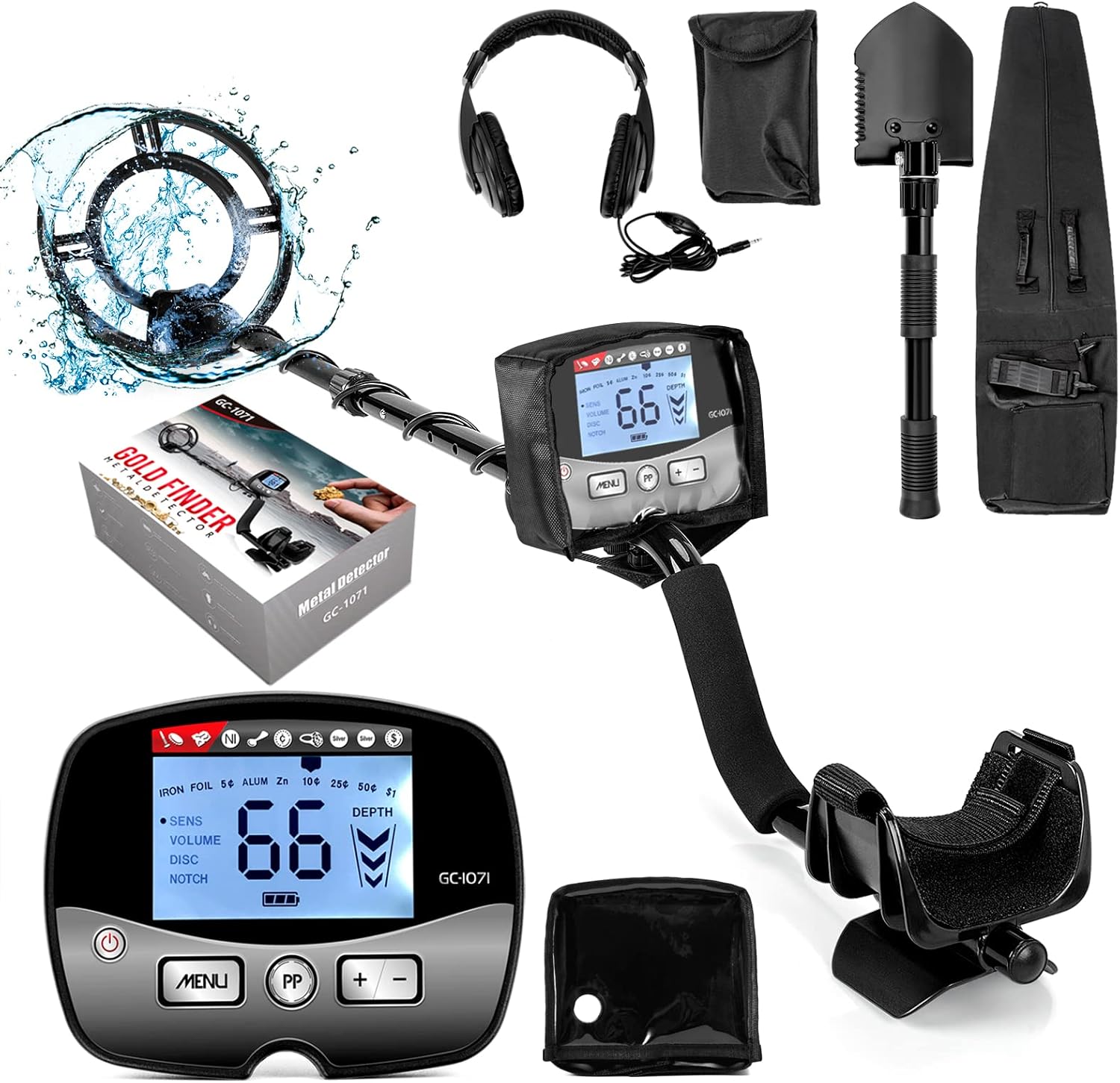 Professional Metal Detector for Adults, Adjustable 9 Identification Levels & 10 Levels of Sensitivity with Pinpoint Function