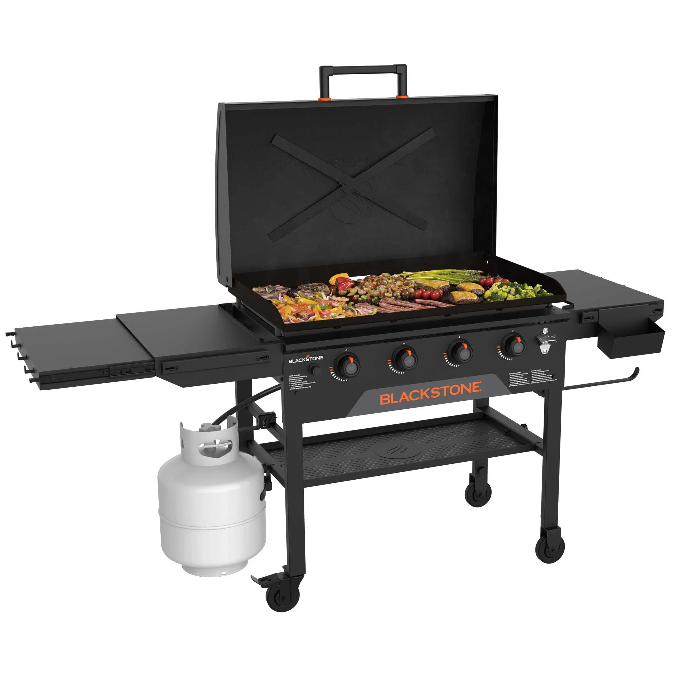 Blackstone Original 36” Omnivore Griddle with X-Braced Hood and Dual Side Shelves