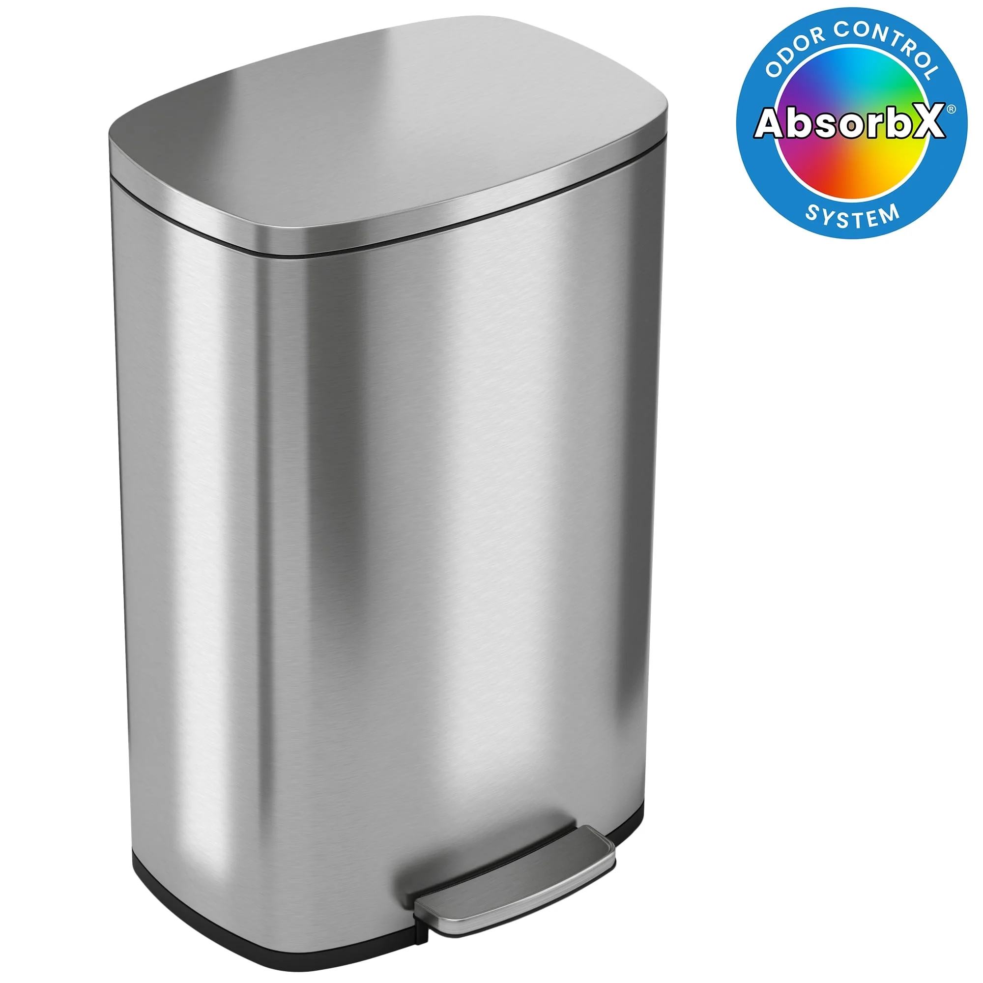 iTouchless SoftStep 13.2 Gallon Step Pedal Garbage Can, Stainless Steel, 50 Liter, Kitchen Trash Bin - Curated Treasures Market
