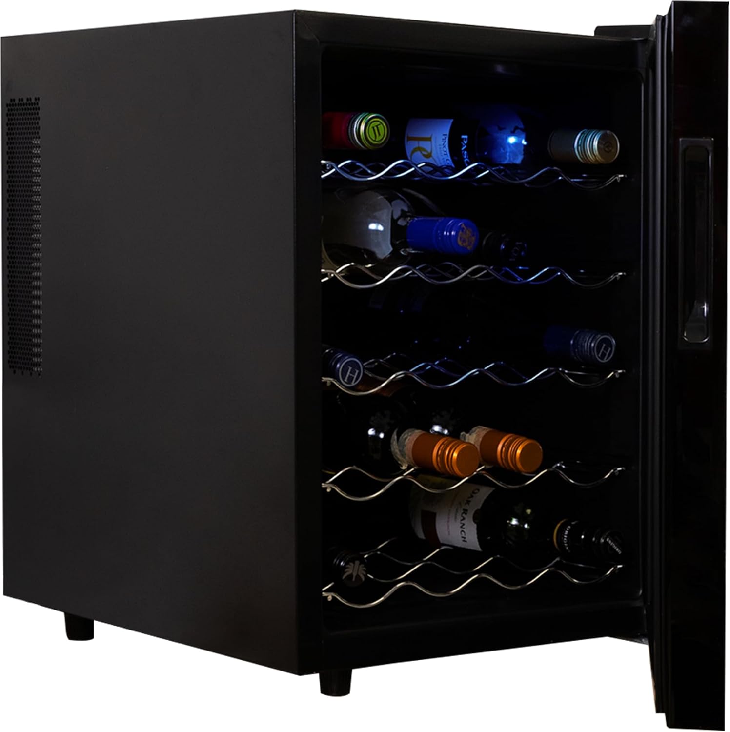 Koolatron 20 Bottle Wine Cooler, Black Thermoelectric Wine Fridge, 1.7 cu. ft. (48L), Freestanding Wine Cellar, Red