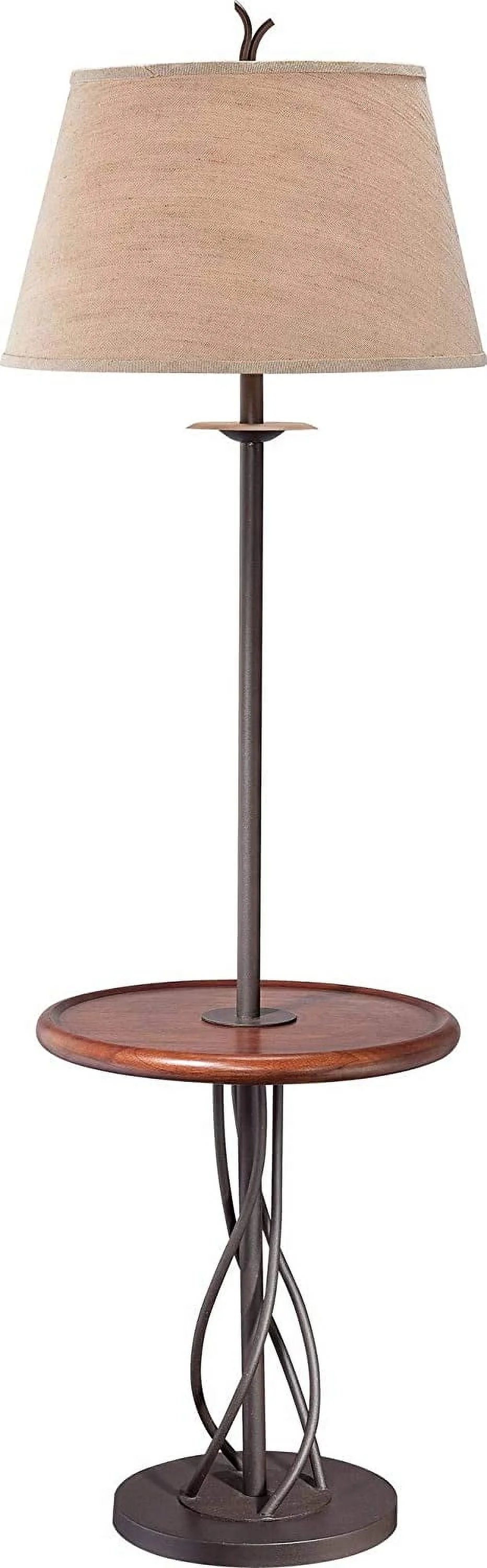 RUNFAYBIU Rustic Farmhouse Country Cottage Floor Lamp with Tray End Table 63.5"