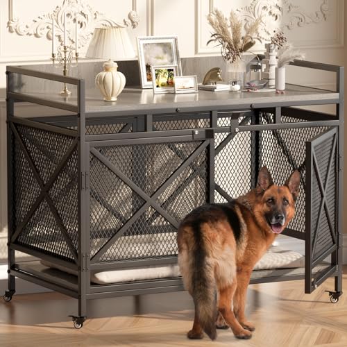 Large Dog Crate Furniture, 48 Inch Wooden Dog Kennel for XLarge Dogs