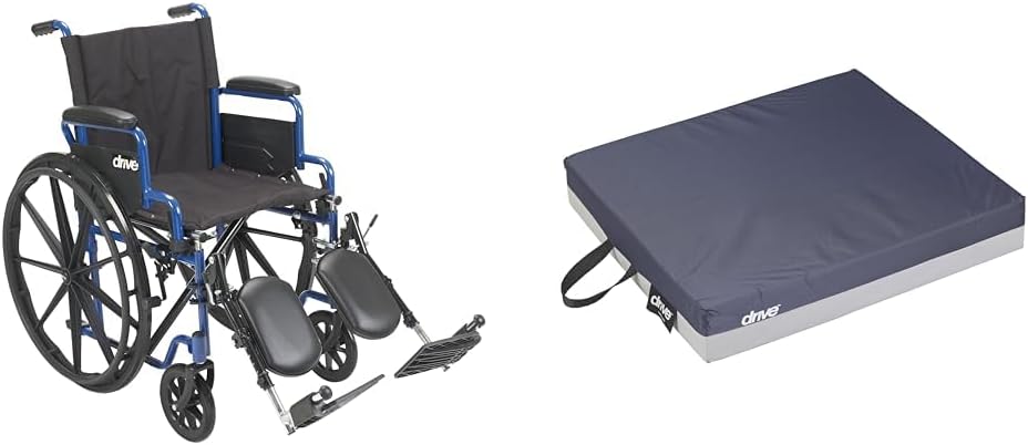 Drive Medical BLS18FBD-ELR Blue Streak Lightweight Wheelchair with Swing-Away Elevating Leg Rests and Flip-Back Arms & 14886 Skin Protection Gel "E"