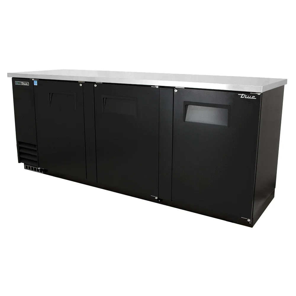 True TBB-4-HC 90" (3) Section Bar Refrigerator - Swinging Solid Doors, 115v