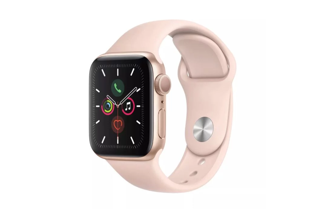 Restored Apple Watch Gen 5 Series 5 44mm Gold Aluminum - Pink Sand Sport Band MWVE2LL/A (Refurbished)