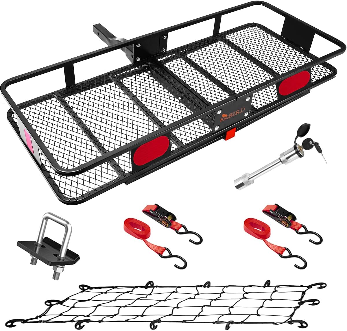KING BIRD Upgraded 60 x 24 x 6 Hitch Mount Folding Cargo Carrier Fits to 2'' Receiver,550LBS Capacity Cargo Basket with Trailer Hitch Lock
