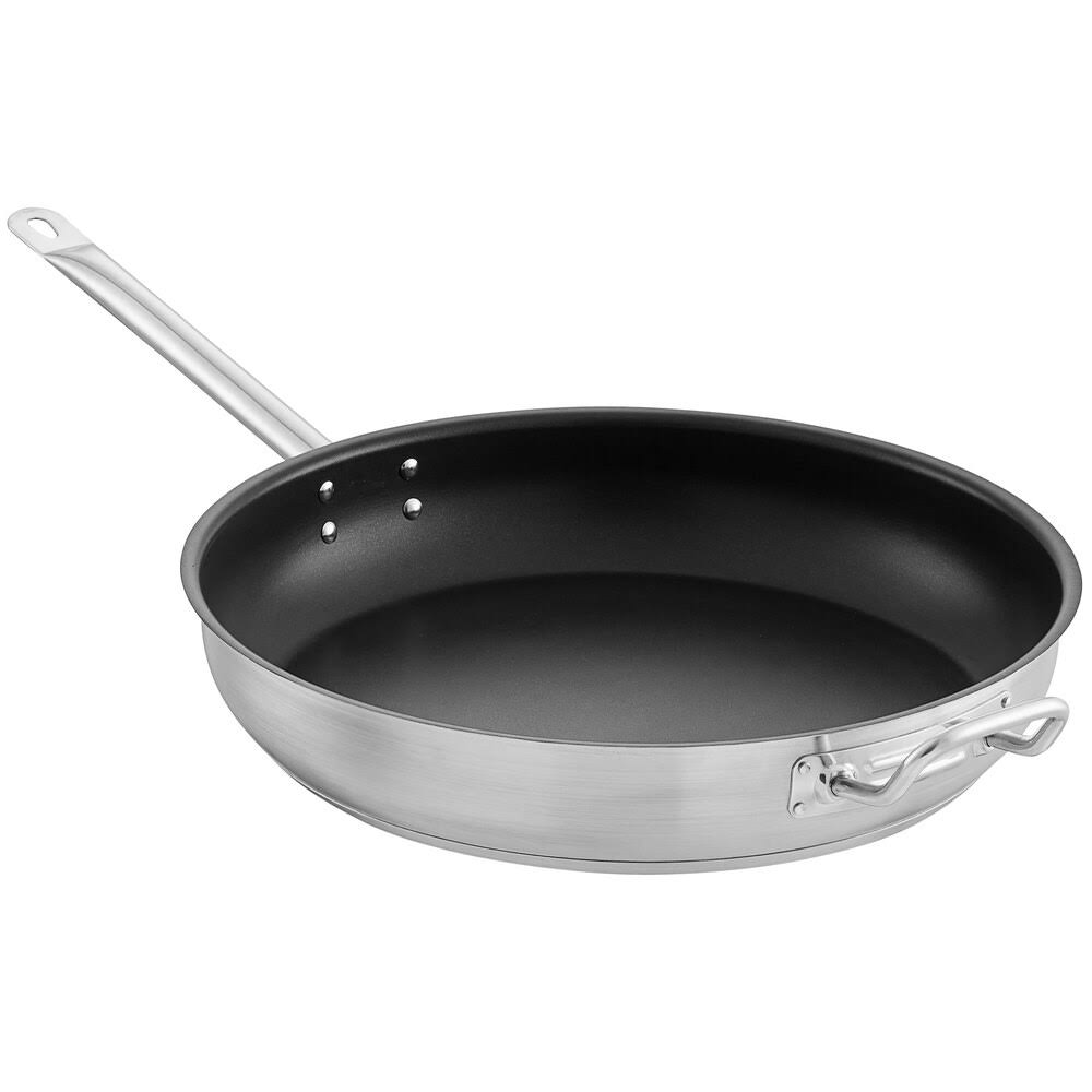 Vigor 16x22 Stainless Steel Non-Stick Fry Pan with Aluminum-Clad Bottom, Excalibur Coating, and Helper Handle