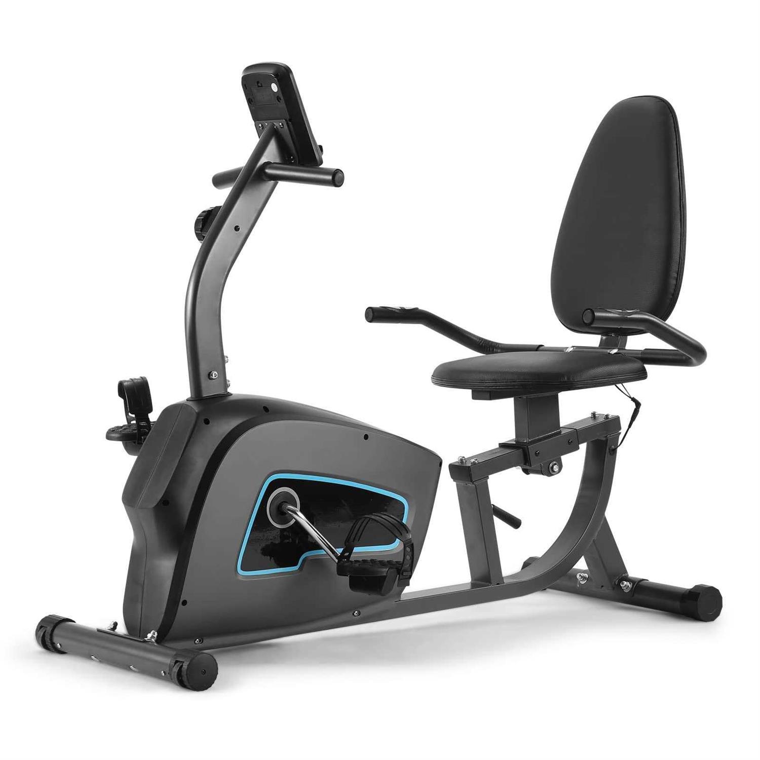 Bodioo Recumbent Exercise Bike for Home Stationary Bike Sturdy Quiet 8 Levels Exercise Bike Large Comfortable Seat Heart Rate Handle &amp